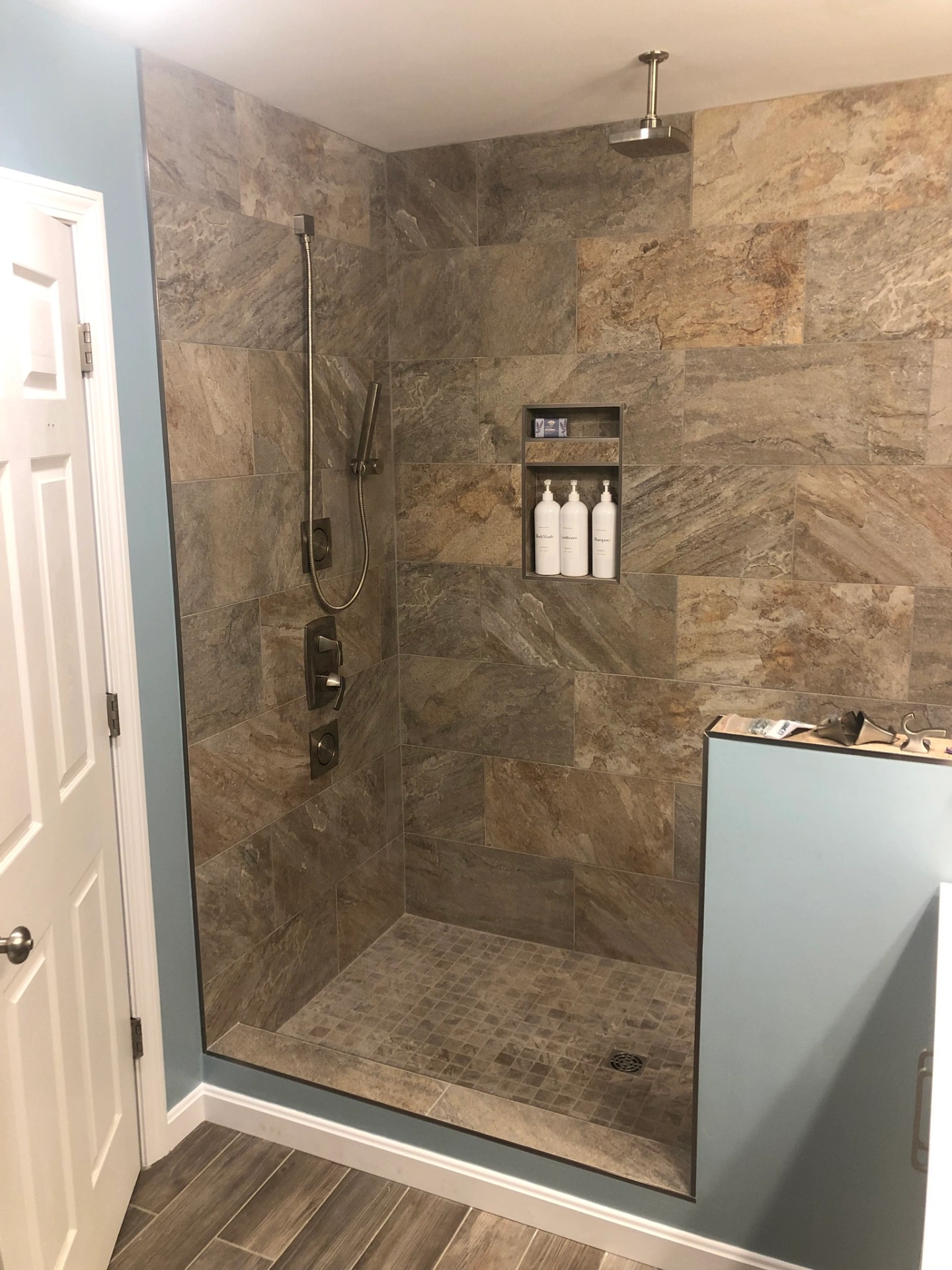 New Tiled Walk-In Shower with Rainfall Head